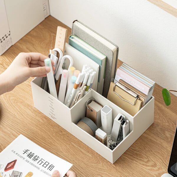 3-Lattice Plastic Placement Box Pen Holder Office Desk Table Partition Storage Box  Study Stationery