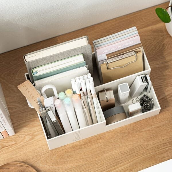 3-Lattice Plastic Placement Box Pen Holder Office Desk Table Partition Storage Box  Study Stationery