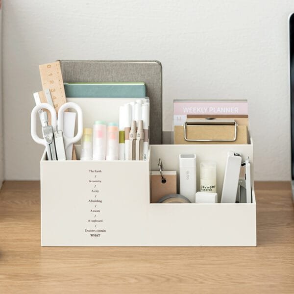 3-Lattice Plastic Placement Box Pen Holder Office Desk Table Partition Storage Box  Study Stationery