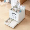 Calendar Pen Holder-360° rotation Large-capacity rotating pen holder Simple graffiti punch card notepad calendar Desktop multi-purpose storage