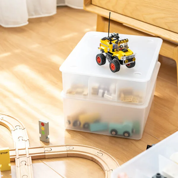 3-Specifications Plastic Storage Box Partition Plastic Storage Box Toy Storage Belt Cover Dust-Proof Storage Box