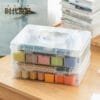 2-Layers Stationery Storage Box Student Desktop Clutter Compartment Transparent Cute Little Bear Plastic Large Capacity Storage Box