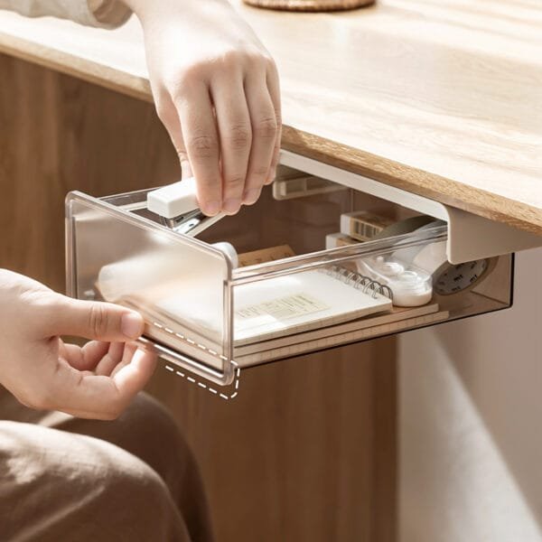 Storage Box Bear 5KG Under The Desk Drawer Invisible Storage Box Office Desk Bottom Storage Shelf Desk-Style Magic Tool Stationery Organizer Box