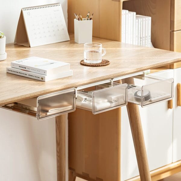 2-Color Transparent Storage Box Large Capacity Expansion Desk Storage No Nail Adhesive Transparent Drawer Design For Stationery Storage