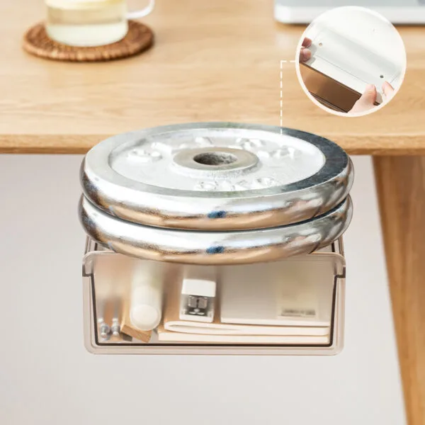 Storage Box Bear 5KG Under The Desk Drawer Invisible Storage Box Office Desk Bottom Storage Shelf Desk-Style Magic Tool Stationery Organizer Box