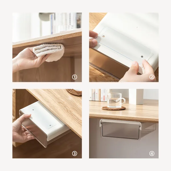 Storage Box Bear 5KG Under The Desk Drawer Invisible Storage Box Office Desk Bottom Storage Shelf Desk-Style Magic Tool Stationery Organizer Box