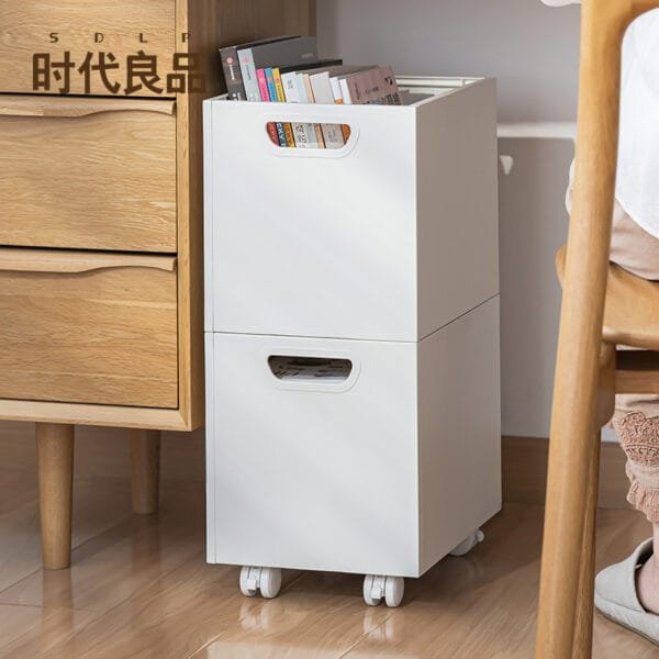 360° Rotating Wheel Storage Box Mobile Storage Box Under The Table Bring Pulley Bookshelf Student Book Sorting