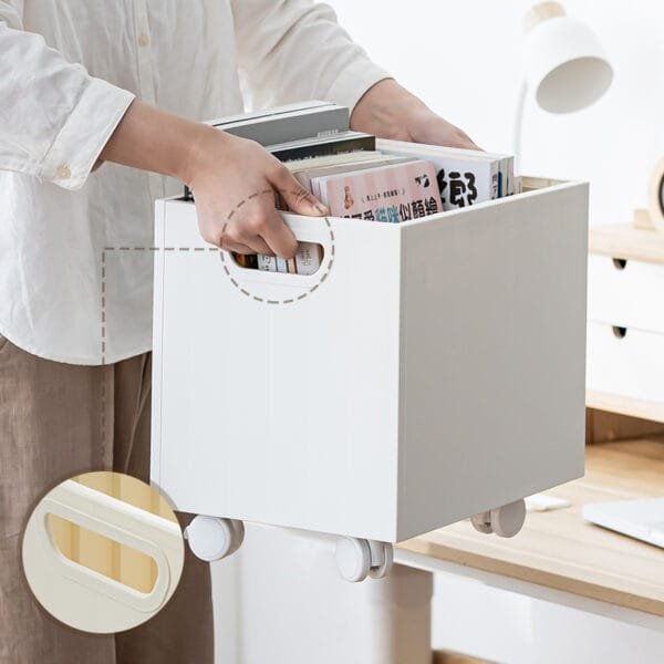 360° Rotating Wheel Storage Box Mobile Storage Box Under The Table Bring Pulley Bookshelf Student Book Sorting