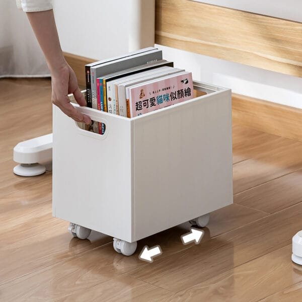 360° Rotating Wheel Storage Box Mobile Storage Box Under The Table Bring Pulley Bookshelf Student Book Sorting