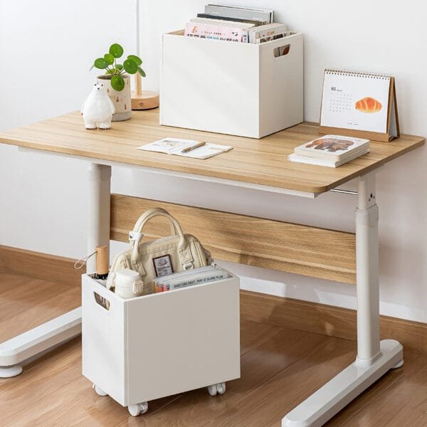 360° Rotating Wheel Storage Box Mobile Storage Box Under The Table Bring Pulley Bookshelf Student Book Sorting