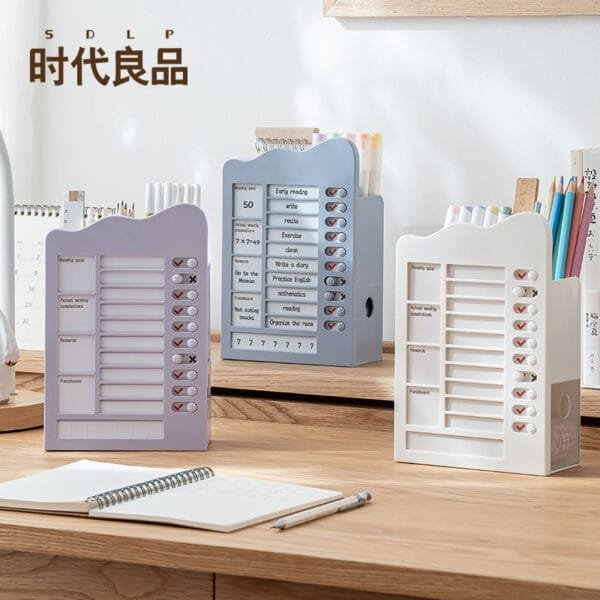Planner Board 14-cards Primary school students' time management table Desktop management Plastic learning punch card device