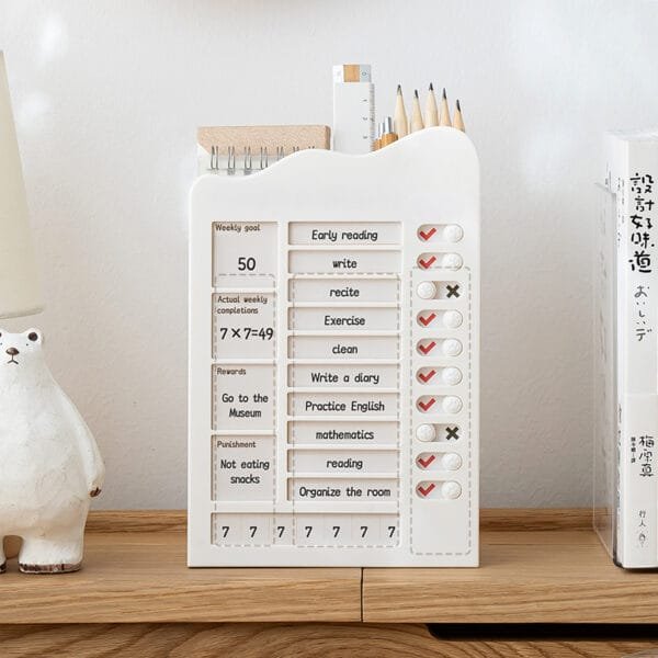 Planner Board 14-cards Primary school students' time management table Desktop management Plastic learning punch card device