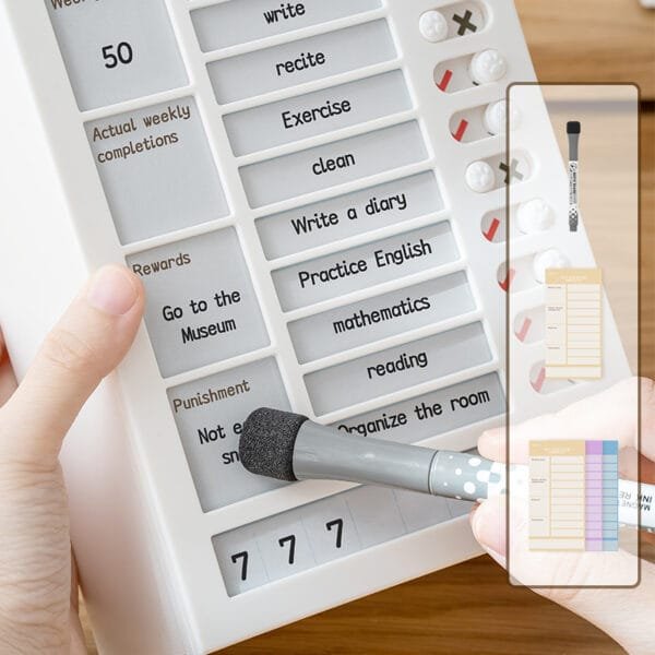 Planner Board 14-cards Primary school students' time management table Desktop management Plastic learning punch card device