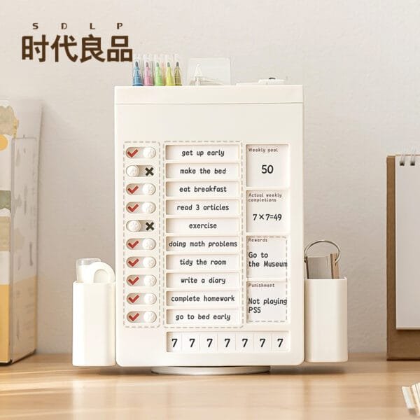 3-colors Rotating Planner Board New upgrade rotation self-discipline punch pen holder Desktop stationery storage box supplies