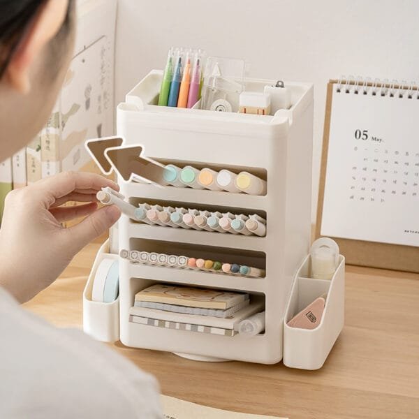 360° rotation Planner Board 360° rotation Planner Board English inner page Desktop learning self-discipline punch card device Plastic pen holder storage box