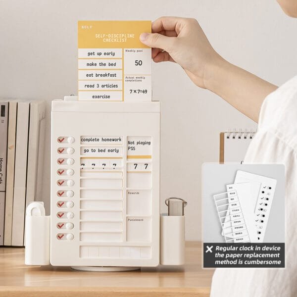 360° rotation Planner Board 360° rotation Planner Board English inner page Desktop learning self-discipline punch card device Plastic pen holder storage box