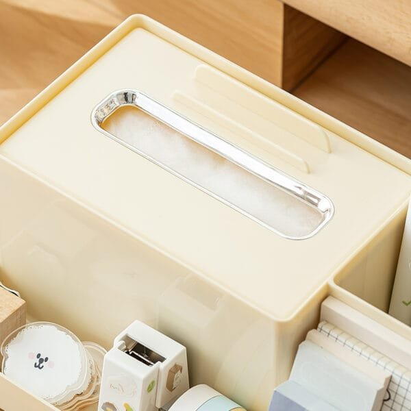 2-Color Square Plastic Pen Holder 2-Color Square Plastic Pen Holder Large Capacity Desktop Drawer Pen Holder Ins High Quality Multi-Functional Storage Box