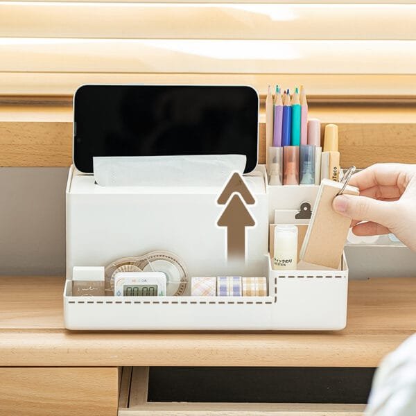2-Color Square Plastic Pen Holder 2-Color Square Plastic Pen Holder Large Capacity Desktop Drawer Pen Holder Ins High Quality Multi-Functional Storage Box