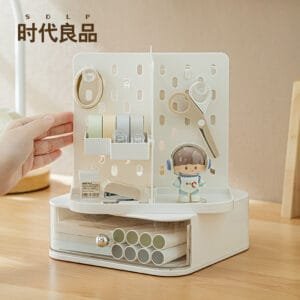 3-Color Rotating Desktop Storage Box 3-Color Rotating Desktop Storage Box Cave Board Drawer Type Student Pen Holder Stand Shelf Desk Stationery Finishing Box