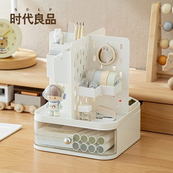 2024 New Drawer Type Storage Box Table Hole Board Storage Box Shelf Table Cosmetics Finishing Storage Rack Dressing Table Rack
