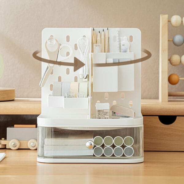 Storage Box 4-Hooks Storage Box 4-Hooks Large Capacity Multi-Functional DIY Hole Board Dustproof Storage Box Partition Storage