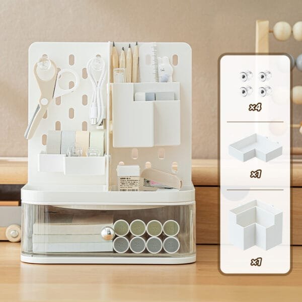 2024 New Drawer Type Storage Box Table Hole Board Storage Box Shelf Table Cosmetics Finishing Storage Rack Dressing Table Rack