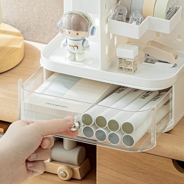 2024 New Drawer Type Storage Box Table Hole Board Storage Box Shelf Table Cosmetics Finishing Storage Rack Dressing Table Rack