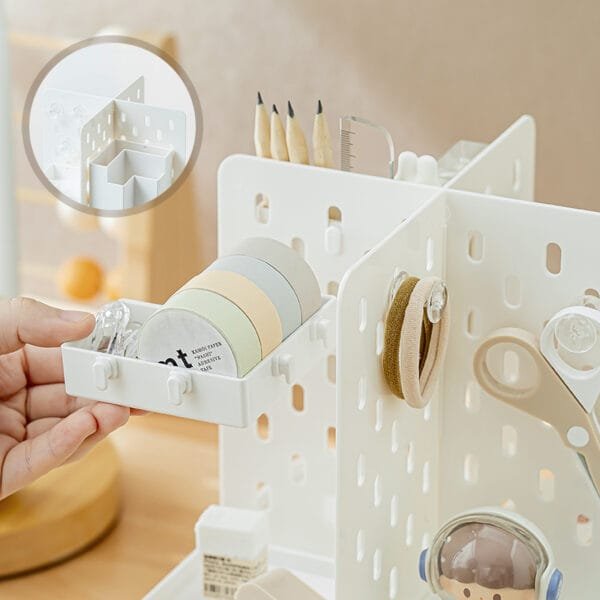 Storage Box 4-Hooks Storage Box 4-Hooks Large Capacity Multi-Functional DIY Hole Board Dustproof Storage Box Partition Storage