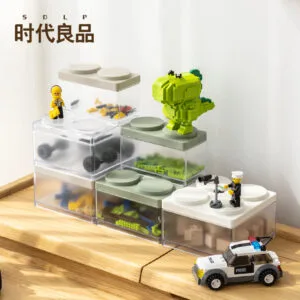 2024-New--Selling Cosmetics Storage Box PS Plastic Transparent Visualization Lid Dustproof  Stacked Freely