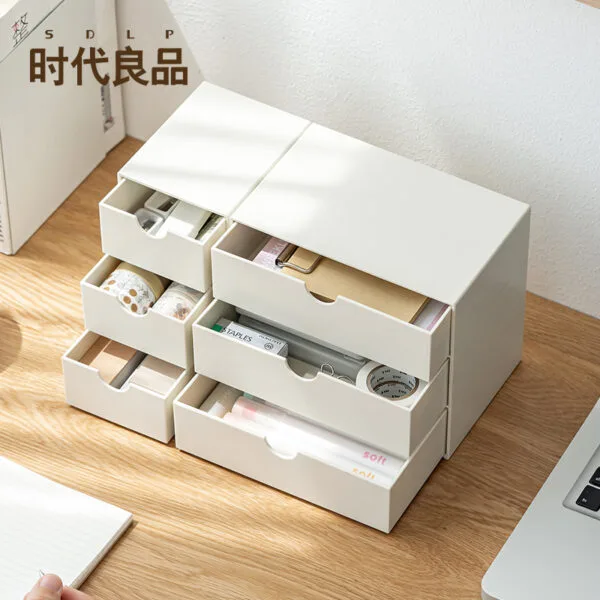 3-Grid Classification Storage Box Large-Capacity Desk Drawer Type Multi-Layer Desktop File Cabinet Storage Rack