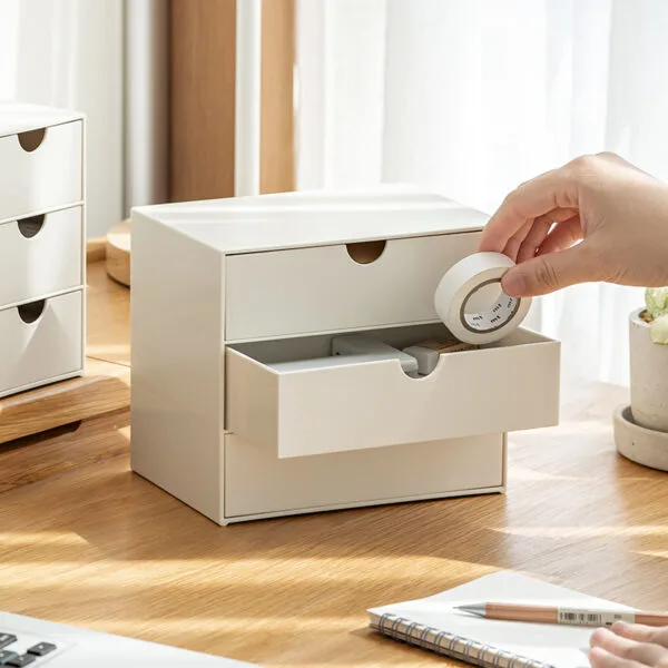 3-Drawer Cosmetics Storage Box Home Storage Box Plastic Storage Drawer Type Creative Sorting Cabinet Desktop Box