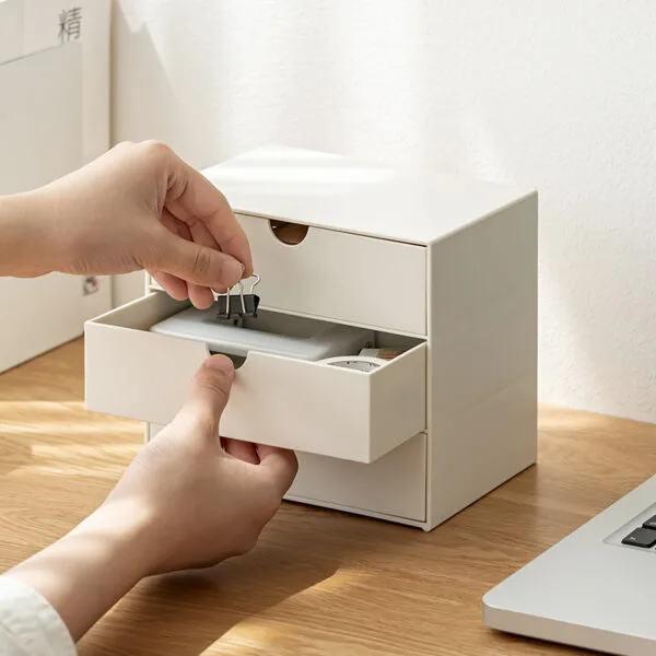 3-Grid Classification Storage Box Large-Capacity Desk Drawer Type Multi-Layer Desktop File Cabinet Storage Rack