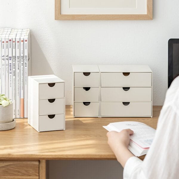 3-Drawer Cosmetics Storage Box 3-Drawer Cosmetics Storage Box Home Storage Box Plastic Storage Drawer Type Creative Sorting Cabinet Desktop Box