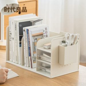 Desktop Bookshelf 5-Lattice Desktop Bookshelf 5-Lattice Creative Double Grid Space Multi-Functional Integrated Design Student Bookshelf Desktop Storage Books Stand