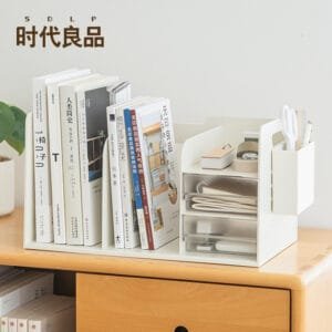 2-Drawer Books Stand Large Capacity High Appearance Level Storage Rack Student Bookshelf Desktop Storage