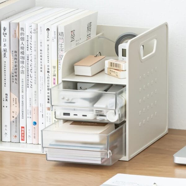 Desktop Bookshelf 5-Lattice Desktop Bookshelf 5-Lattice Creative Double Grid Space Multi-Functional Integrated Design Student Bookshelf Desktop Storage Books Stand