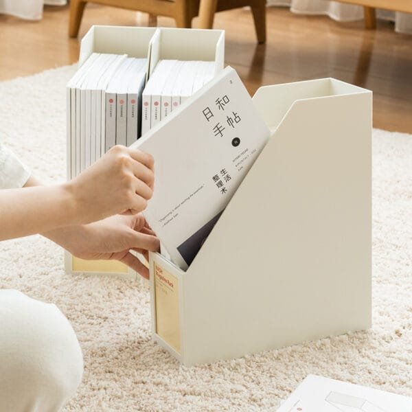 3-Color Simple File Box Plastic Desktop Magazine Books Materials Archives File Storage File Plug-in Box Office Supplies File Bar