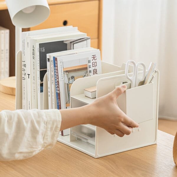 Desktop Bookshelf 5-Lattice Desktop Bookshelf 5-Lattice Creative Double Grid Space Multi-Functional Integrated Design Student Bookshelf Desktop Storage Books Stand