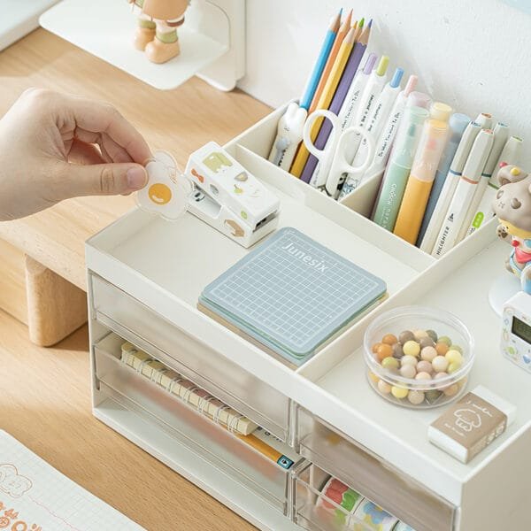 Cosmetics Storage Box 4-Drawers Large Capacity Desktop High Grade Dust-Proof Take TheHandle Makeup Box