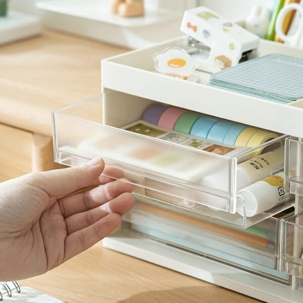 Cosmetics Storage Box 4-Drawers Large Capacity Desktop High Grade Dust-Proof Take TheHandle Makeup Box