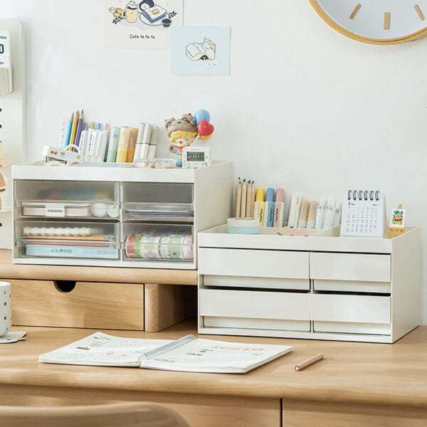 Cosmetics Storage Box 4-Drawers Large Capacity Desktop High Grade Dust-Proof Take TheHandle Makeup Box