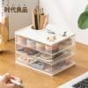 4-color Rotating Storage Box Transparent Rotating Stationery Office Desk Rack Desktop Finishing