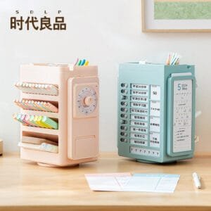 360° rotation Reusable Planner Board Multi-functional creative pen bucket Visualize the self-discipline punch card pen holder Student pen holder storage box