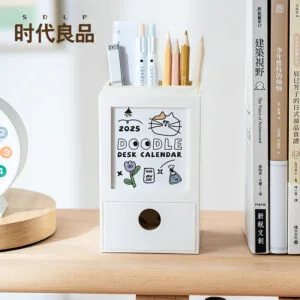 Calendar Pen Holder 3-styles Pen holder calendar storage box student pen bucket with drawer office desk ornament simple ins pen stand
