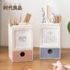 Plastic Desk Calendar 2025 Adorable small desk calendar multi-function simple pen holder check-in calendar desktop storage pen bucket ornament