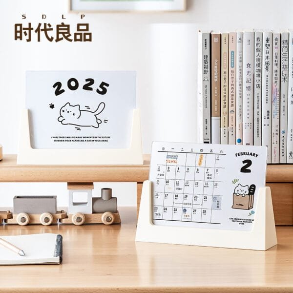 framed calendar stand 2-sides framed calendar stand 2-sides 2025 Fun and cute cat desk calendar Multi-use creative small desk calendar Desk face placement