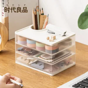 4-color Rotating Storage Box 4-color Rotating Storage Box Transparent Rotating Stationery Office Desk Rack Desktop Finishing