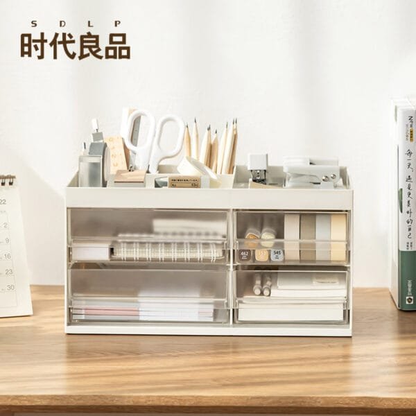 8-Compartment Storage Box 8-Compartment Storage Box Drawer-Style Storage Box Hand Account Stationery Organization Transparent Dust-Proof Office Desk Shelf