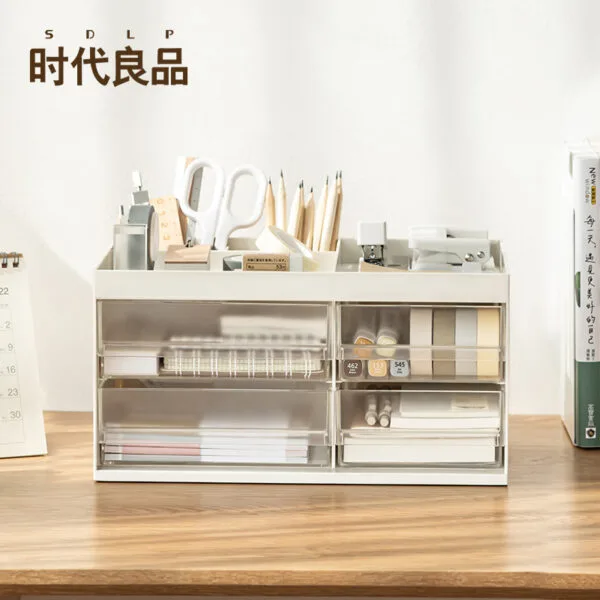 8-Compartment Storage Box Drawer-Style Storage Box Hand Account Stationery Organization Transparent Dust-Proof Office Desk Shelf