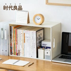 2-Color Book Storage Box Simple style Under Desk Stacked With Handles Folded Storage Box Large Capacity